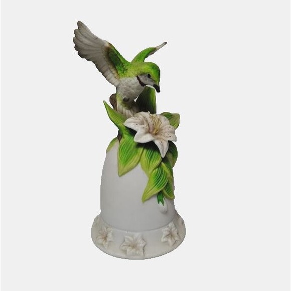 Seymour Mann Other - Seymour Mann Hummingbird Bell Ceramic Bell Pink Flower Bernini 5.75 In Tall